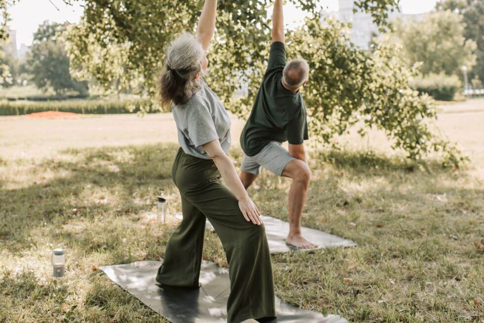 seniors yoga poses outdoors